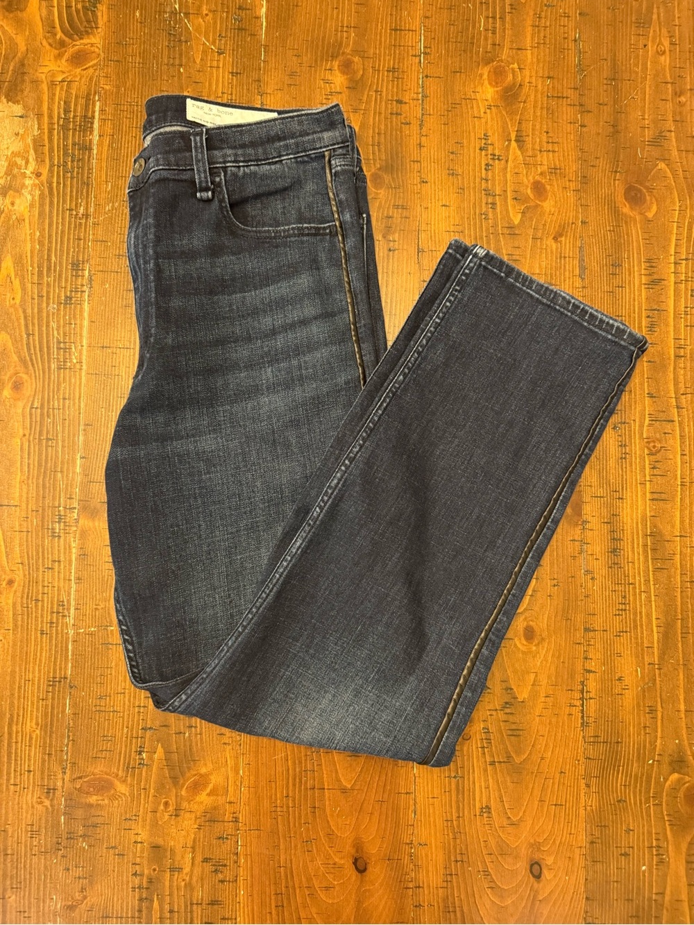 Rag & Bone Hattie Mid-Rise Jeans Full Length Dark Wash Straight Leg Sz 29 NWOT